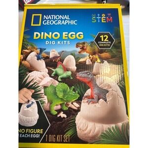 New National Geographic Dino Egg Dig Kit Kids OS Multi STEM 12 Pack Excavation